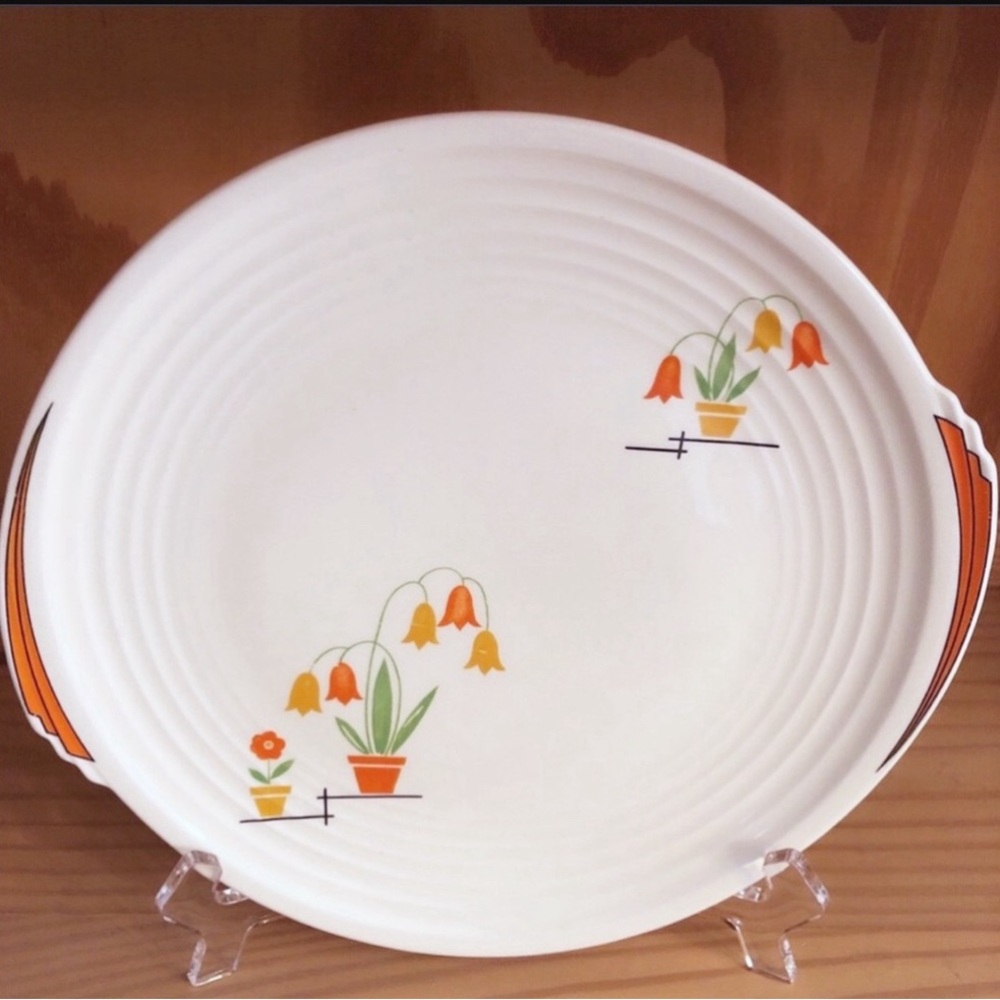 Vintage Edwin M. Knowles Porcelain China Yorktown Flower Pot Chop Plate Art Deco